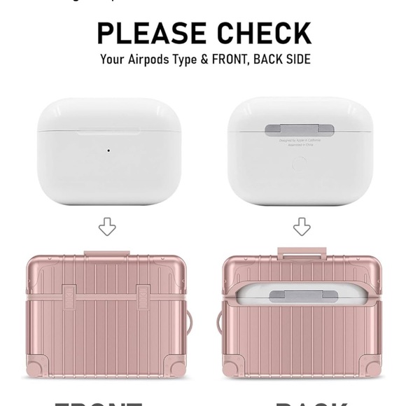 Pink Hard Shell Suitcase with Stickers AirPod Pro case - Picture 5 of 7